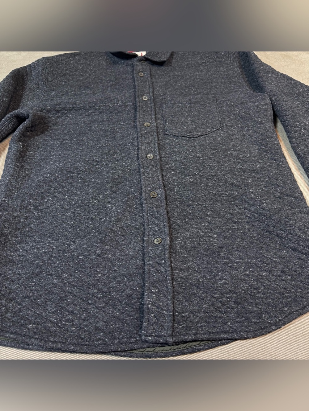 Relwen Bubble Knit Shirt Jacket Mens Large Grey Quilted Button Up Huckberry - Picture 2 of 13